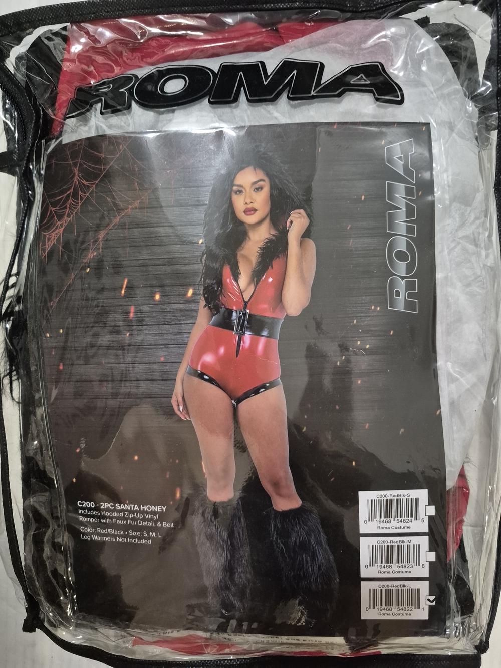 ROMA Red Vinyl Santa HONEY 3 Pc Romper Costume
